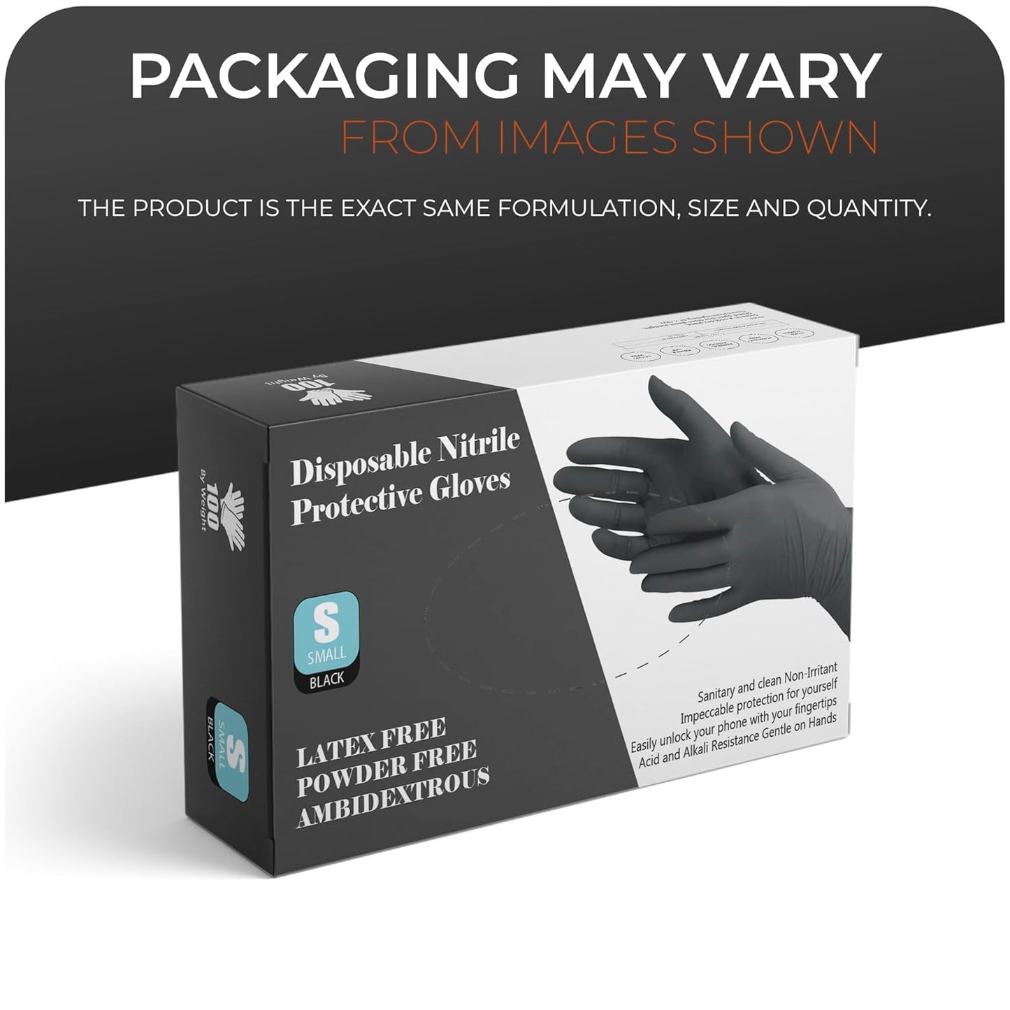 Black Nitrile Gloves Pack of 100 – Latex-Free, Powder Free, Puncture-Resistant