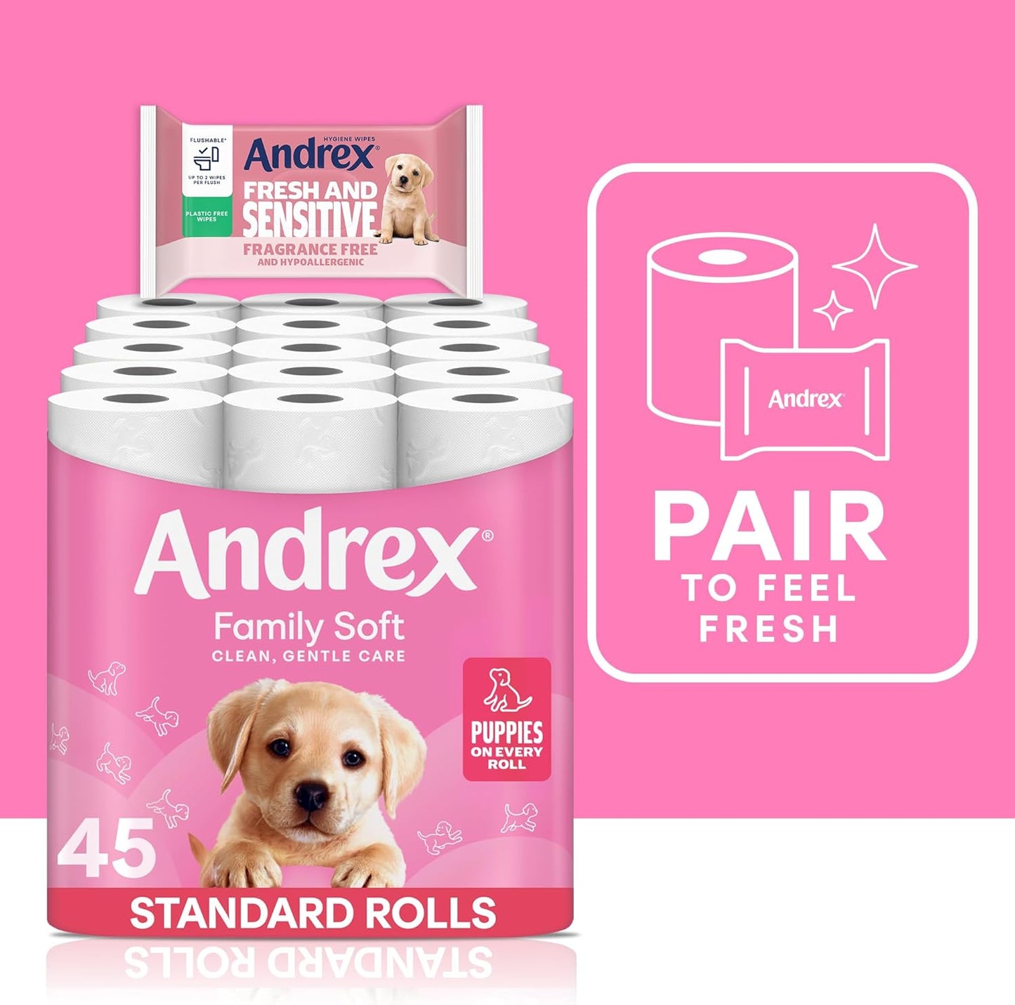 Family Soft Toilet Tissue 45 Rolls (Previously Gentle Clean) Gentle on Your Family’S Skin– Bulk Pack of 45 Toilet Rolls, FSC Certified