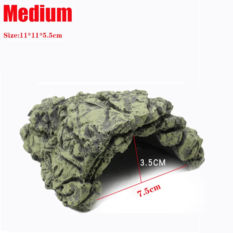 Reptile Hiding Cave for Lizards, Snakes & Turtles | Basking Hide Habitat Decor for Aquariums & Terrariums