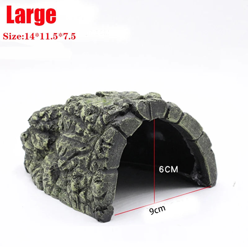Reptile Hiding Cave for Lizards, Snakes & Turtles | Basking Hide Habitat Decor for Aquariums & Terrariums