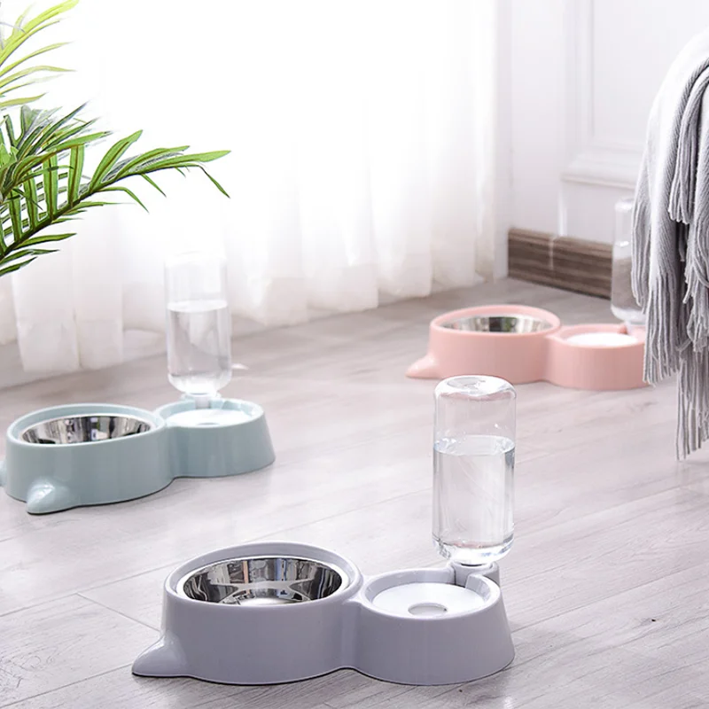2-in-1 Automatic Cat Bowl & Water Dispenser | Pet Food Container with Waterer for Dogs and Cats