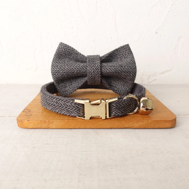 Personalized Cat Collar with Bell and Bow | Customized Engraving for Kittens and Small Dogs - Adjustable Necklace