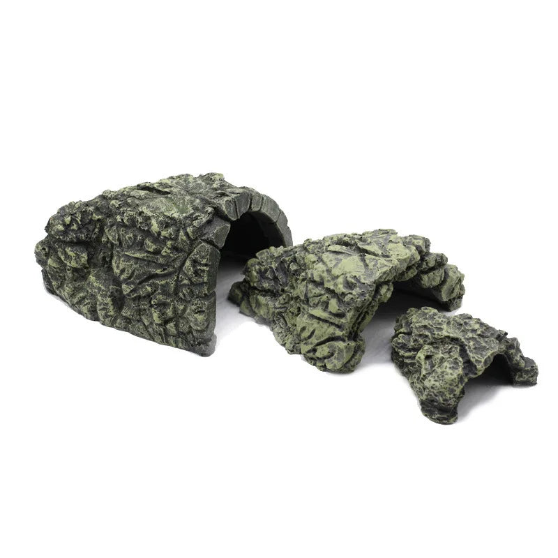 Reptile Hiding Cave for Lizards, Snakes & Turtles | Basking Hide Habitat Decor for Aquariums & Terrariums