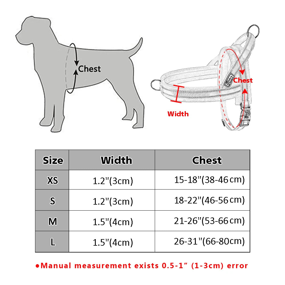 No Pull Dog Harness | Reflective Nylon Vest for Large, Medium & Small Dogs | Padded Strap for Comfort