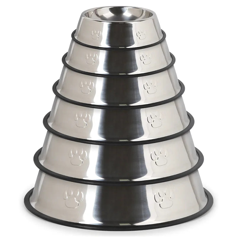 Quality Paw Stainless Steel Pet Bowl | Skidproof Anti-Ant Shape Dog & Cat Feeder | 6 Sizes Available