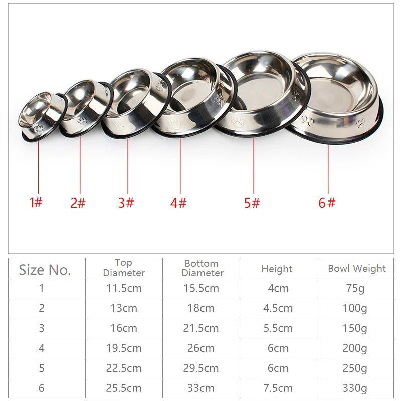 Quality Paw Stainless Steel Pet Bowl | Skidproof Anti-Ant Shape Dog & Cat Feeder | 6 Sizes Available
