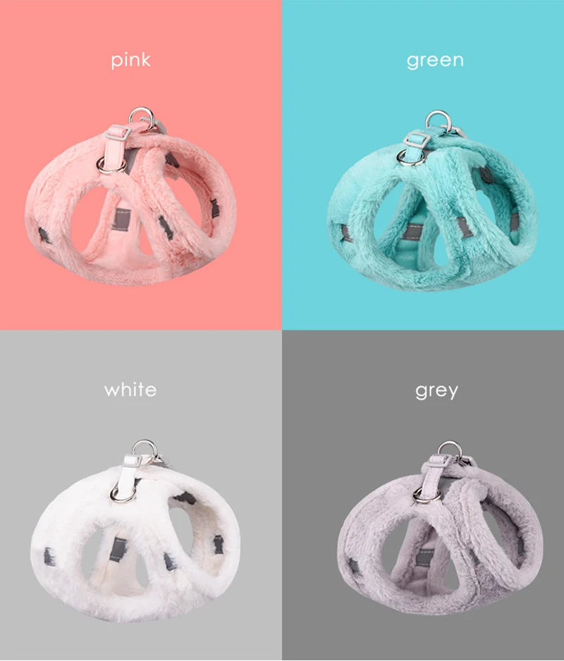 Luxury Cat and Puppy Harness & Leash Set | Winter Warm Reflective Vest for Small Dogs and Cats