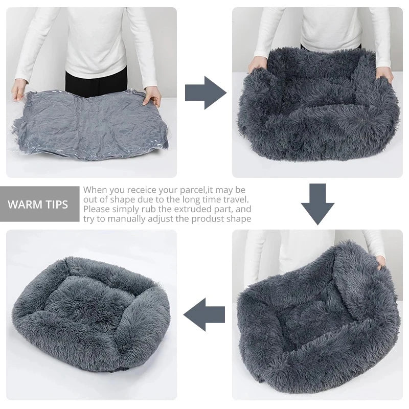 Rectangle Plush Dog Bed Winter Warm Mat Small Medium Big Pet