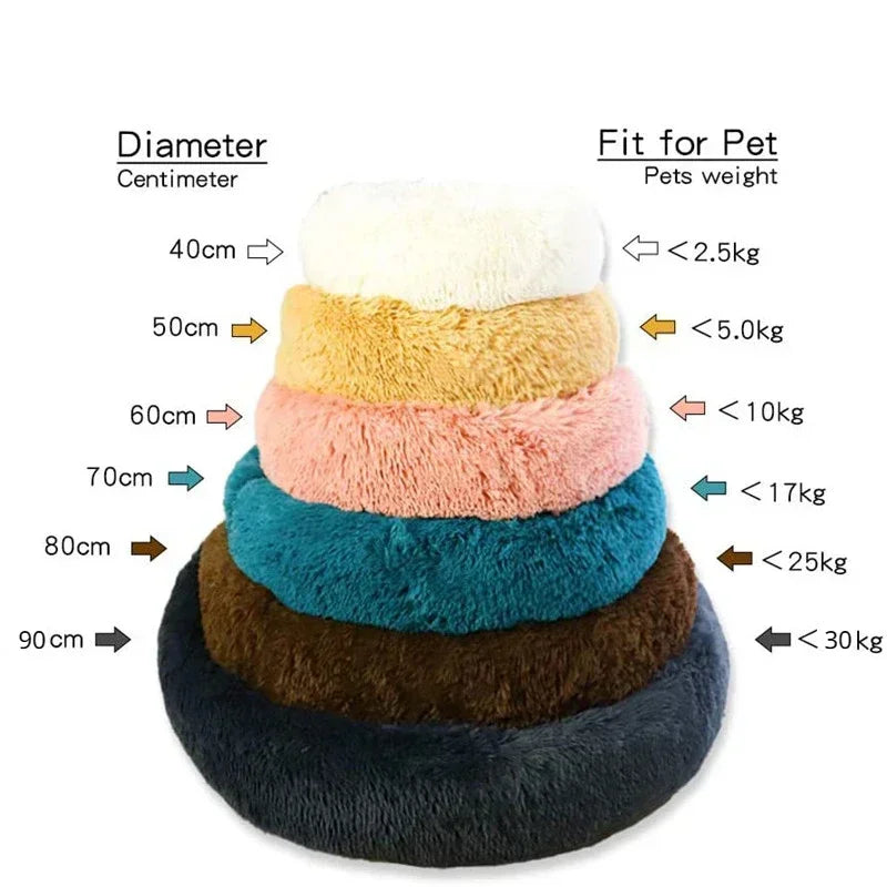 Super Soft Pet Cat Bed Plush Full Size Washable Calm Bed Donut Bed