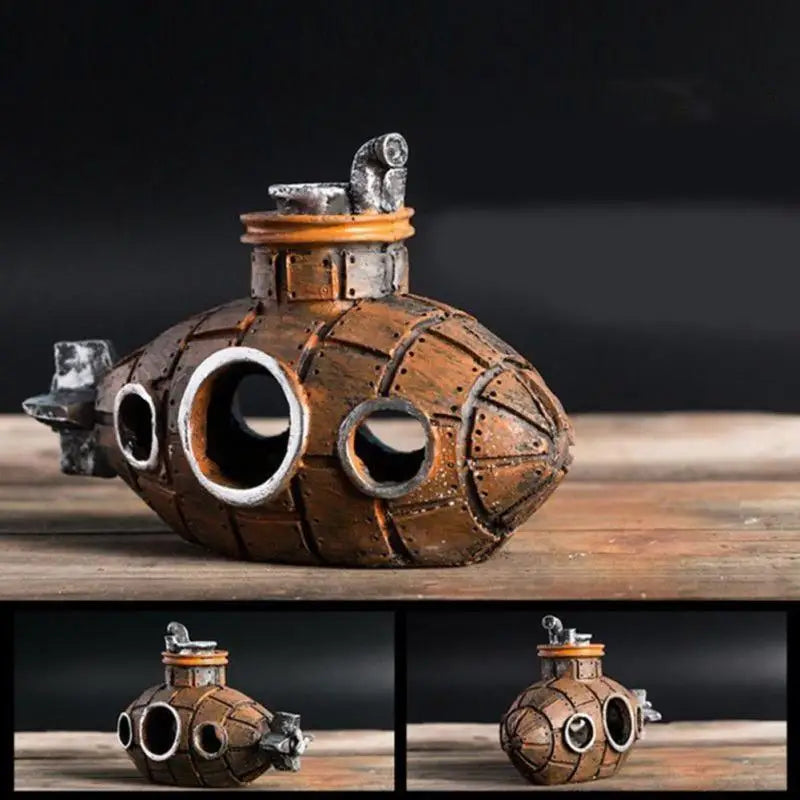 Resin Submarine Ornaments | Fish & Shrimp Shelter Cave for Aquarium Landscaping Accessories