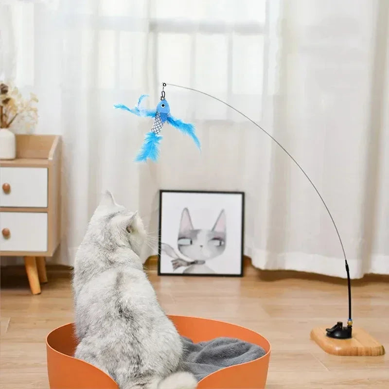 Hands-Free Interactive Cat Toy | Suction Cup Teaser Wand for Kittens - Chase & Exercise Play