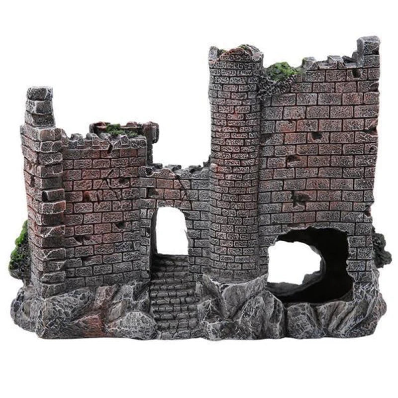 Castle Shape Fish Tank Ornaments | Resin Rockery Decoration for Aquarium Landscaping
