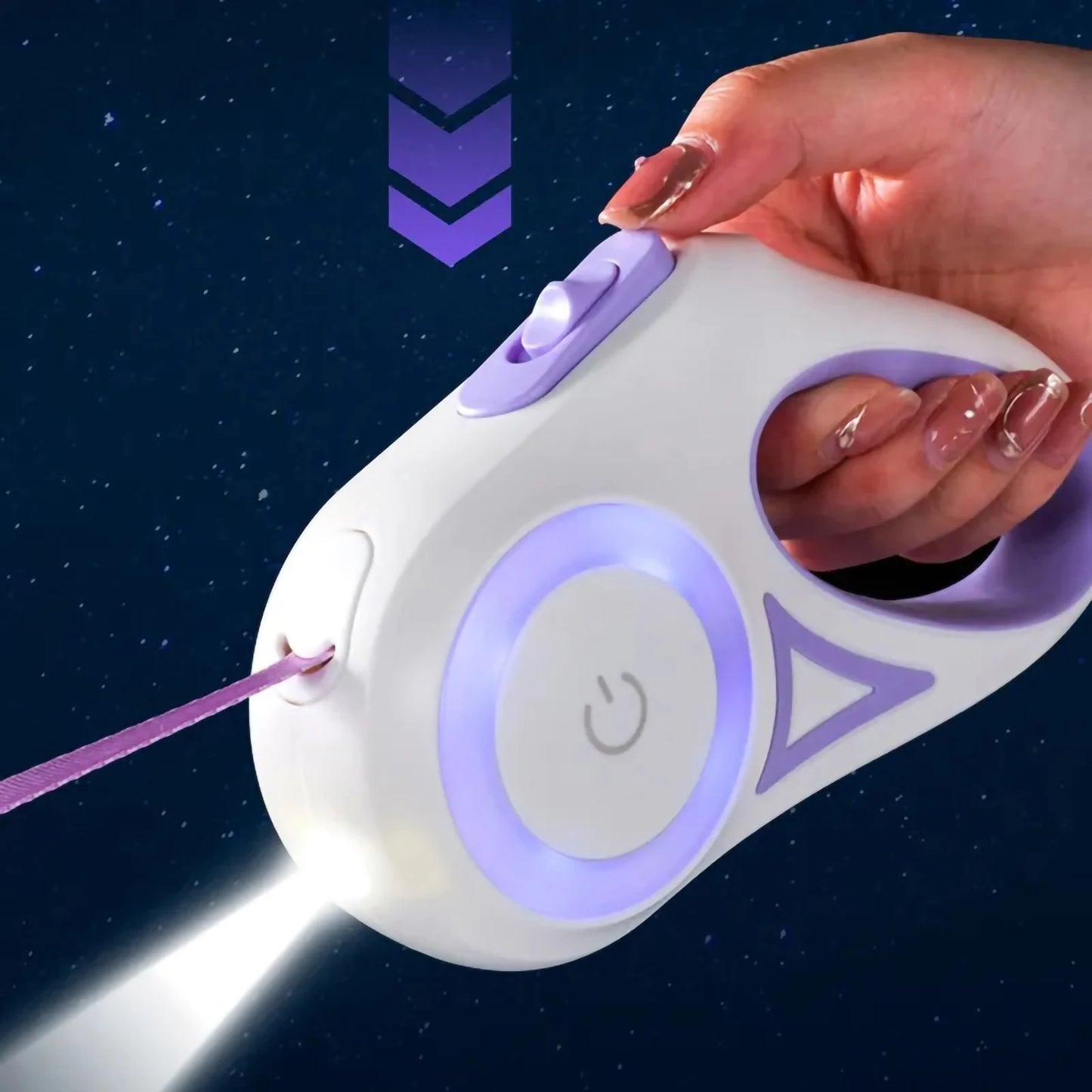 Streamer LED Dog Leash | Automatic Extending Nylon Lead for Premium Pet Walking
