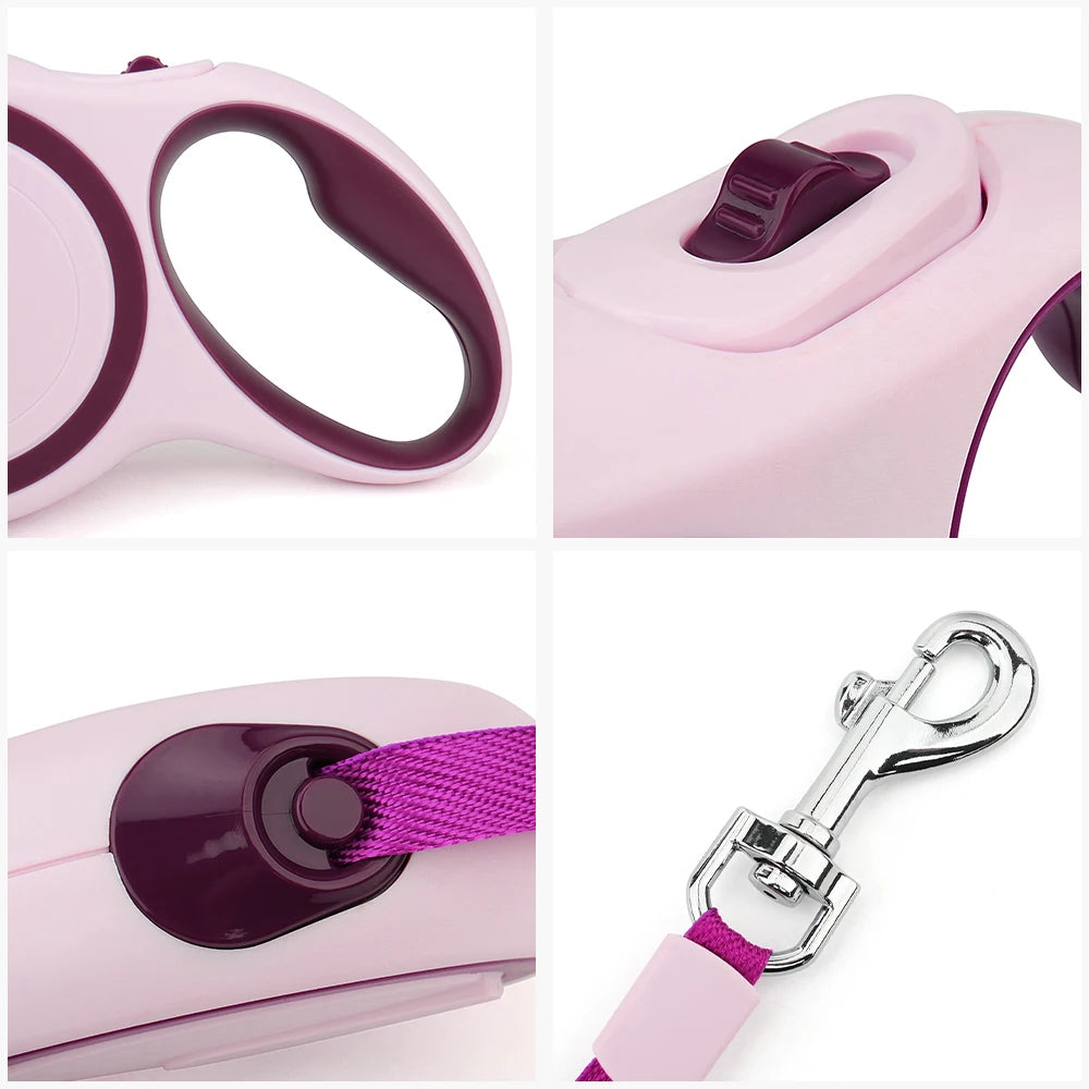 Long Strong Pet Leash for Large Dogs | Durable Nylon Retractable 5M Automatic Extending Lead
