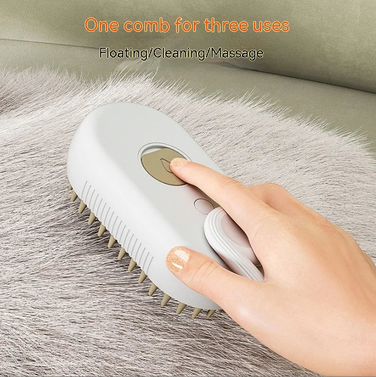 Electric Pet Spray Comb for Cats and Dogs | Anti-Flying Hair Removal Brush with One-Key Spray and Massage Function