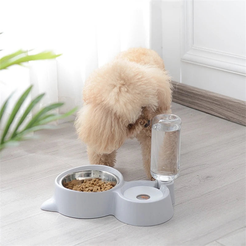2-in-1 Automatic Cat Bowl & Water Dispenser | Pet Food Container with Waterer for Dogs and Cats