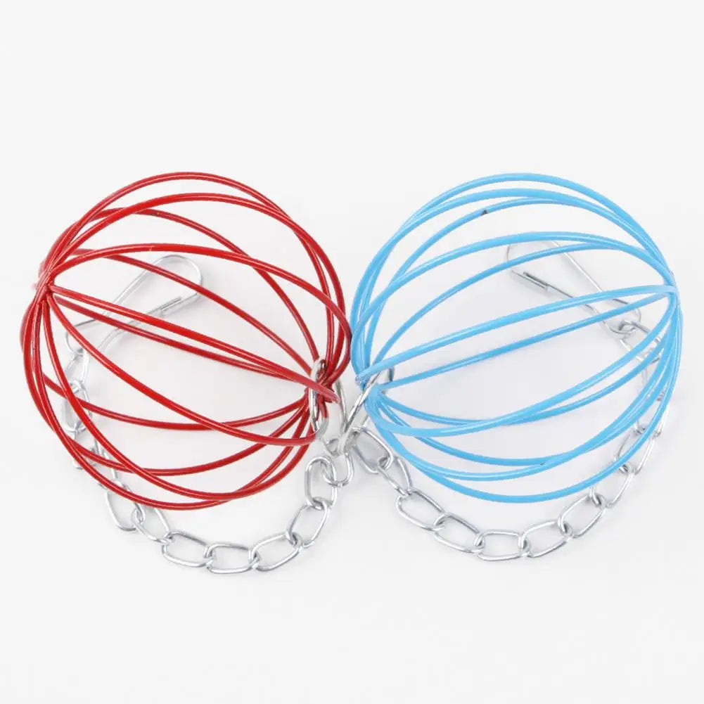 Hanging Long Chain Round Rabbit Grass Ball | Metal Hamster Grass Ball Rack & Guinea Pig Grass Feeder - Pet Toy Supplies