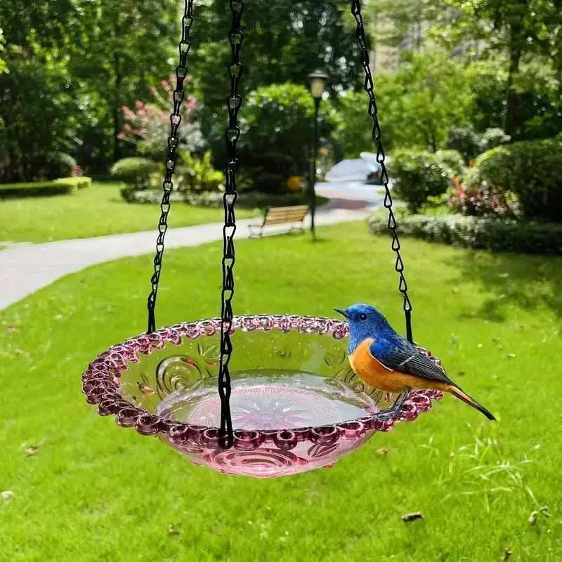 Flower Shaped Hanging Bird Feeder | Birdbath for Outdoor Garden Decor & Hummingbird Feeding Tool