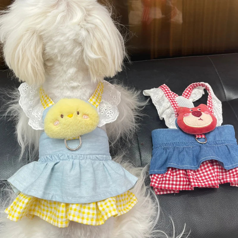 Lace Pet Apparel Harness Dresses For Little Small Dogs Puppy