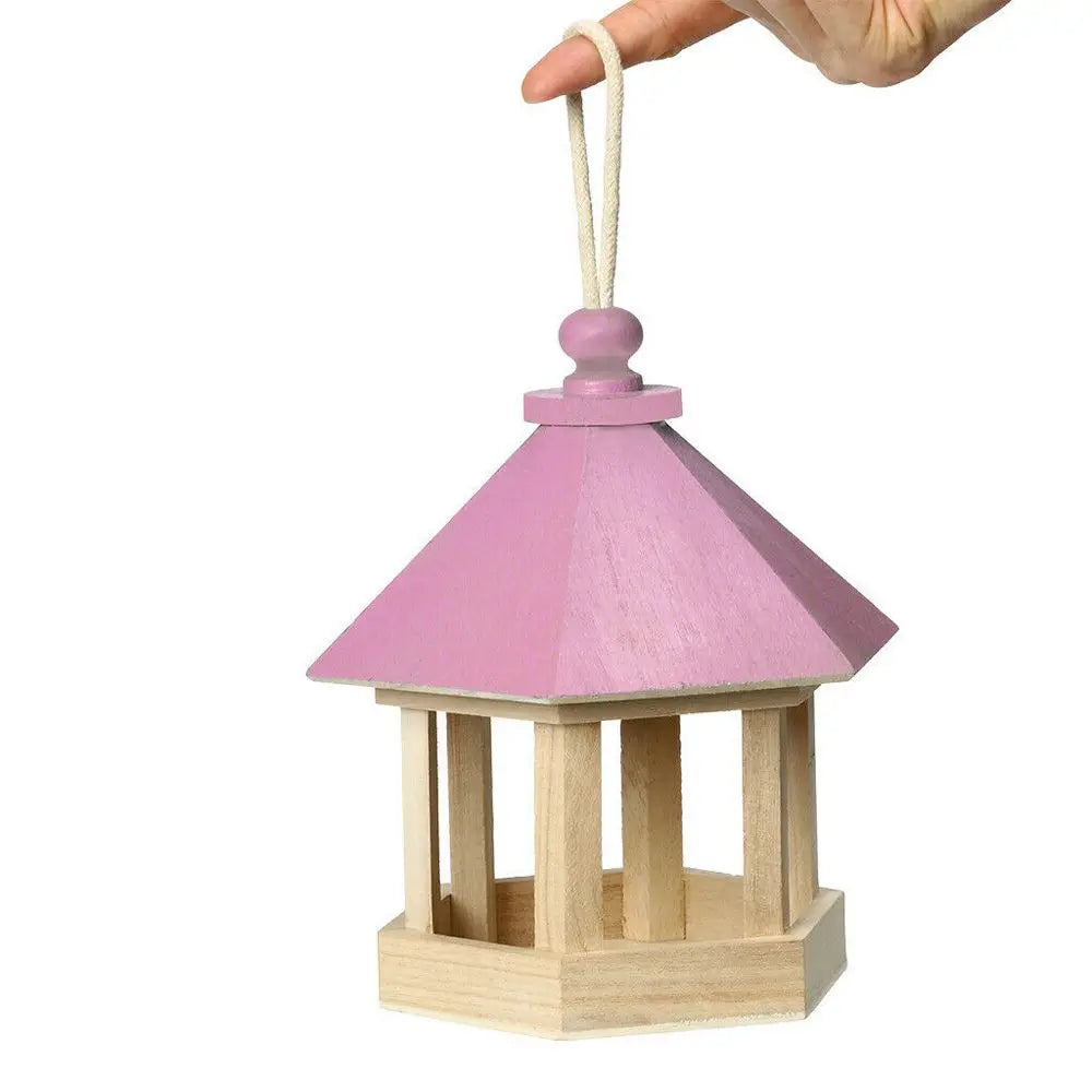 Wooden House Bird Feeder | Outdoor Hanging Feeding Station & Hollow Food Container for Garden and Park