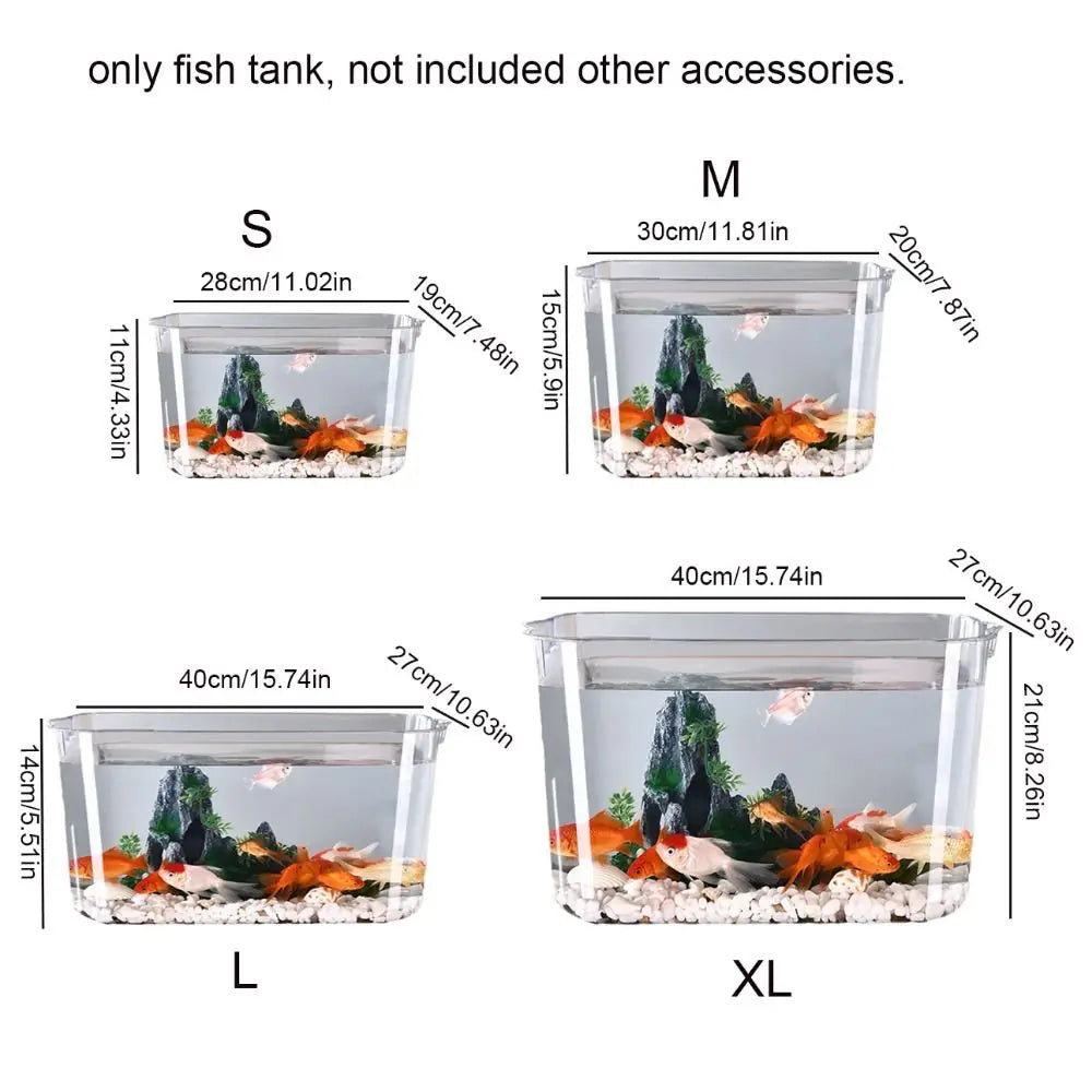 Transparent Explosion-proof Plastic Fish Tank | Fall Prevention PET Desktop Goldfish Bowl & Ecological Water Tank