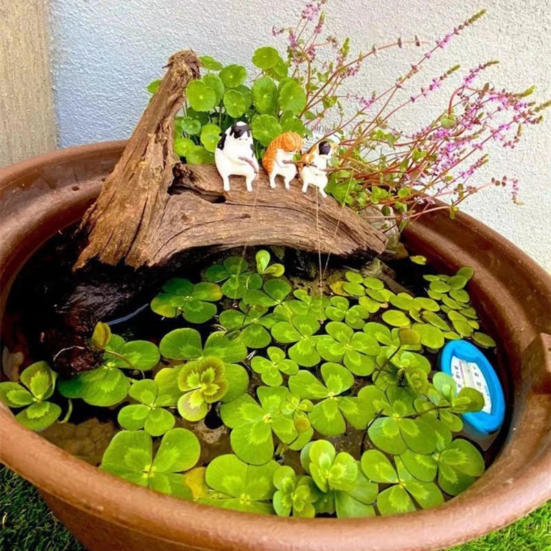 Fishing Cat Ornaments | Aquarium Decoration & Landscaping Cartoon Cat Statue Mini Resin Figurine