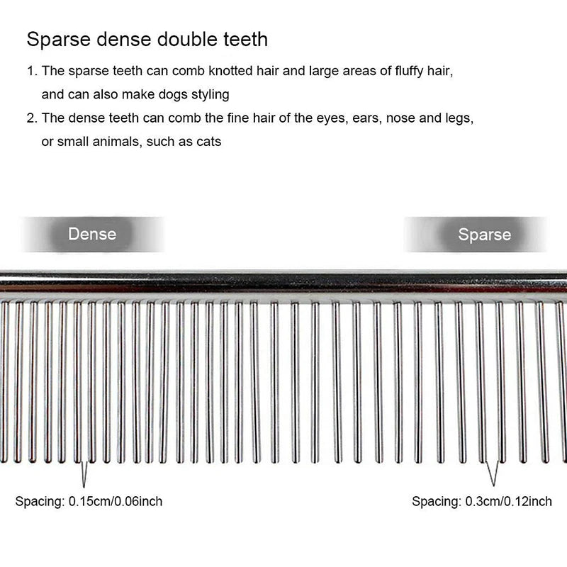 Stainless Steel Pet Dematting Comb | Grooming Tool for Dogs and Cats - Gently Removes Loose Undercoat and Fleas
