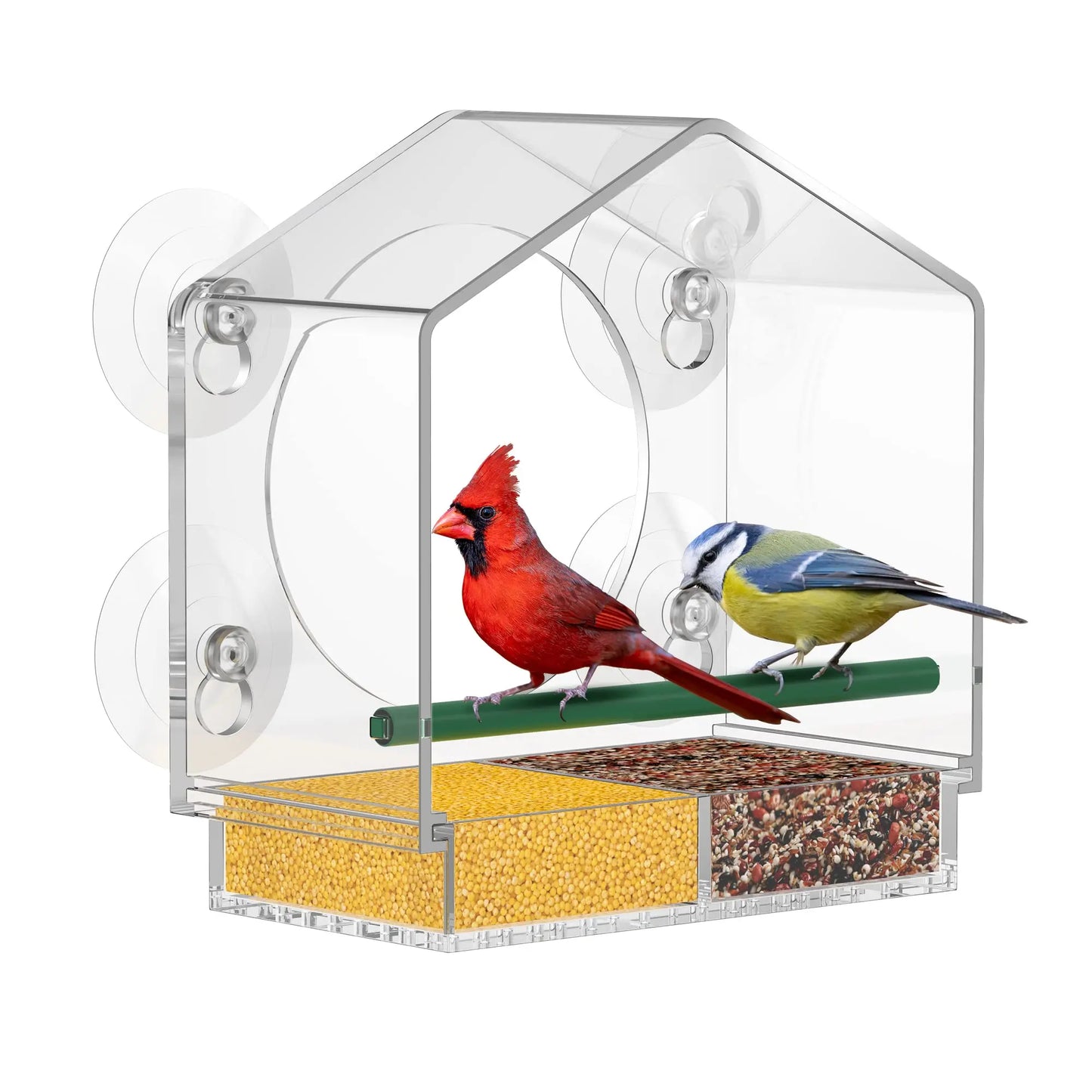Window Bird Feeder | Waterproof House-Shaped Squirrel Food Container with Suction Cup Installation