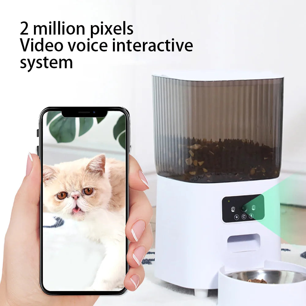 5L Smart Automatic Cat Feeder | Double Bowls with Camera & Voice Recorder for Dogs & Cats