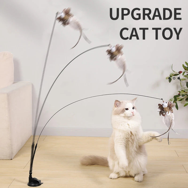 Hands-Free Interactive Cat Toy | Suction Cup Teaser Wand for Kittens - Chase & Exercise Play