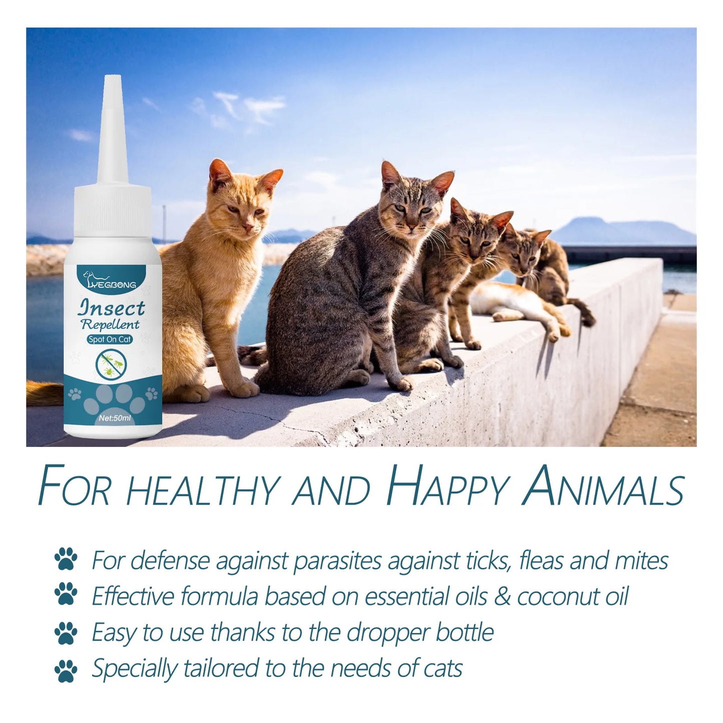 All-in-One Pet Flea and Tick Treatment Drops | Lice, Mite, and Ringworm Remover for Cats and Dogs