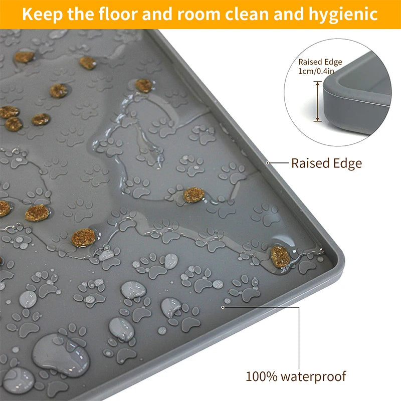 Waterproof Silicone Pet Feeding Mat | Dog & Cat Food Bowl Placemat | Non-Slip, Easy-Clean Pet Bowl Pad