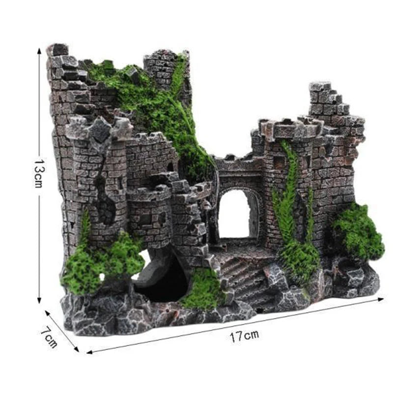Castle Shape Fish Tank Ornaments | Resin Rockery Decoration for Aquarium Landscaping