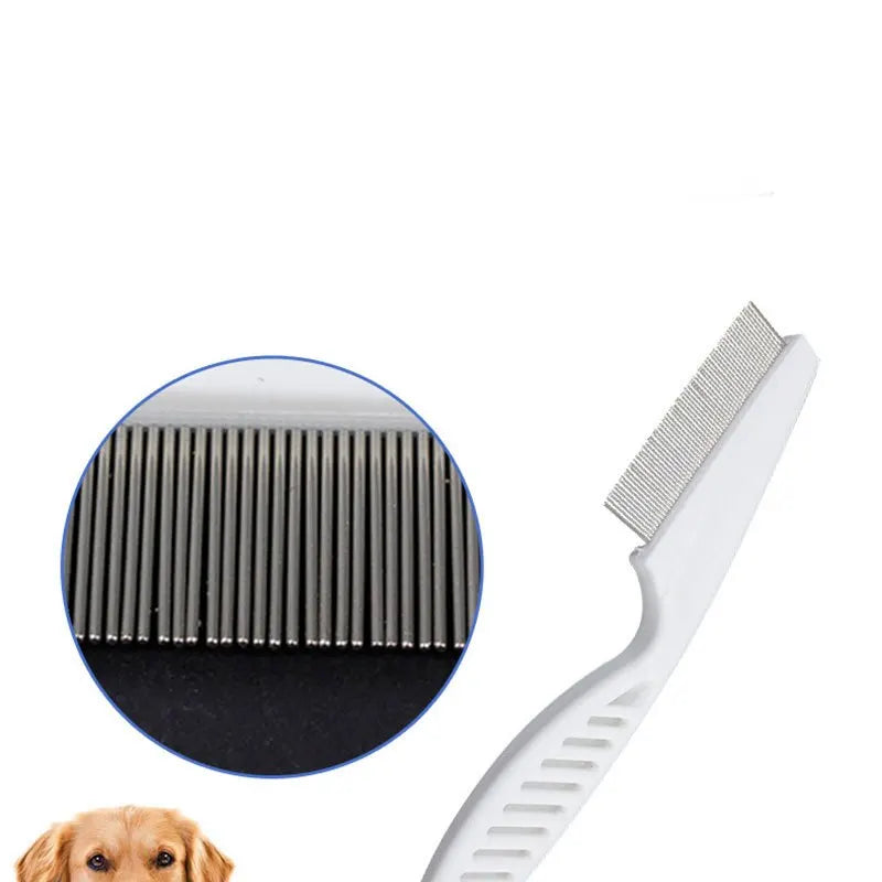 Stainless Steel Flea Comb for Dogs and Cats | Portable Hair Removal Brush with Dense Teeth