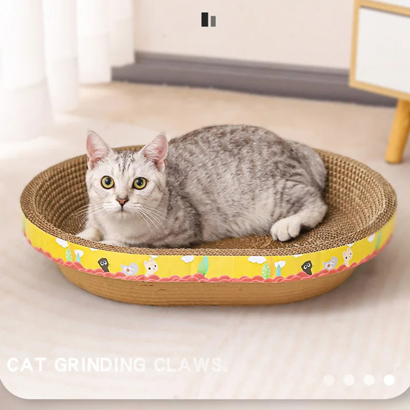 Oval Cat Nest with Scratch Board | Durable Pet Toy & Cozy Sleeping Spot