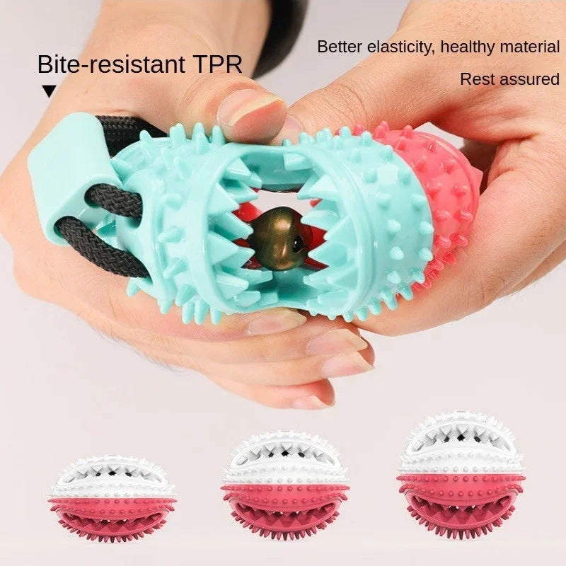 Suction Cord Leaky Pet Toy Ball | TPR Teething Vent Ball for Dogs - Indestructible Vocal Toy for Big & Small Dogs