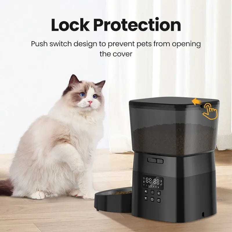ROJECO Automatic Pet Feeder | Button Version Smart Control Kibble Dispenser for Cats & Dogs