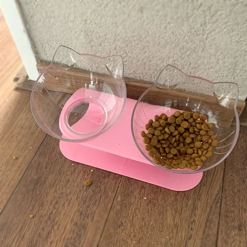 Non-Slip Double Cat and Dog Bowl with Stand | Pet Feeding Station for Food and Water