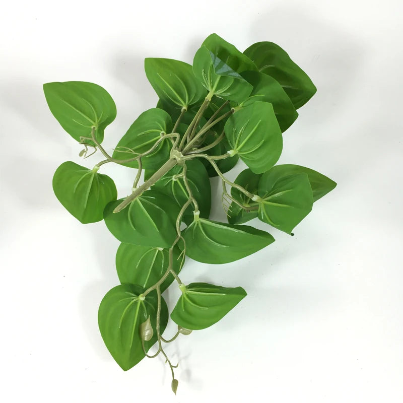 Artificial Terrarium Plant for Reptiles & Amphibians | Lifelike Tropical Leaves & Rattan Habitat Decor