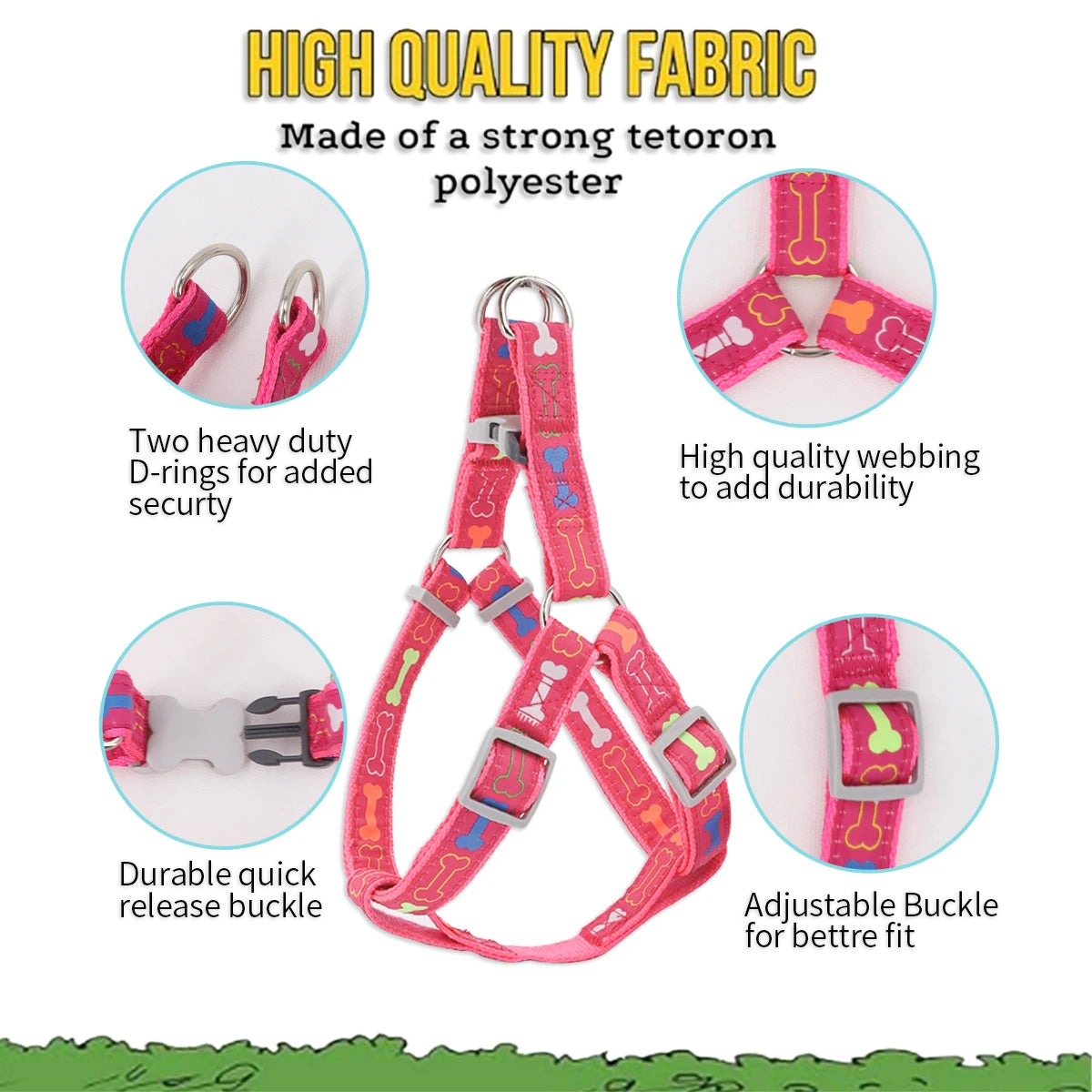 Colorful Bone Tripod Pet Dog Harness | Adjustable & Reflective Harness for Indoor and Outdoor Use