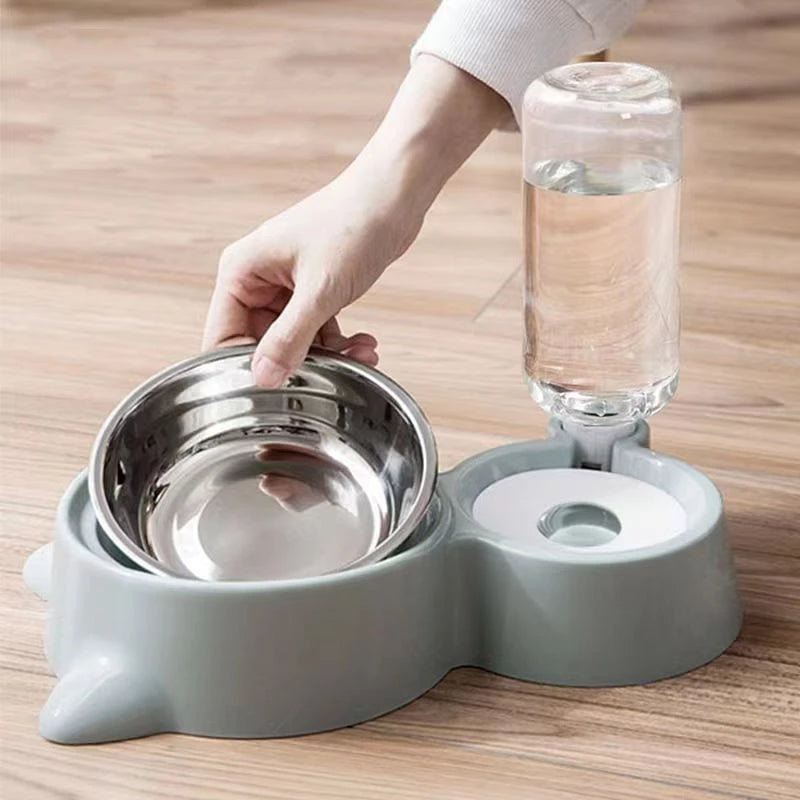 2-in-1 Automatic Cat Bowl & Water Dispenser | Pet Food Container with Waterer for Dogs and Cats