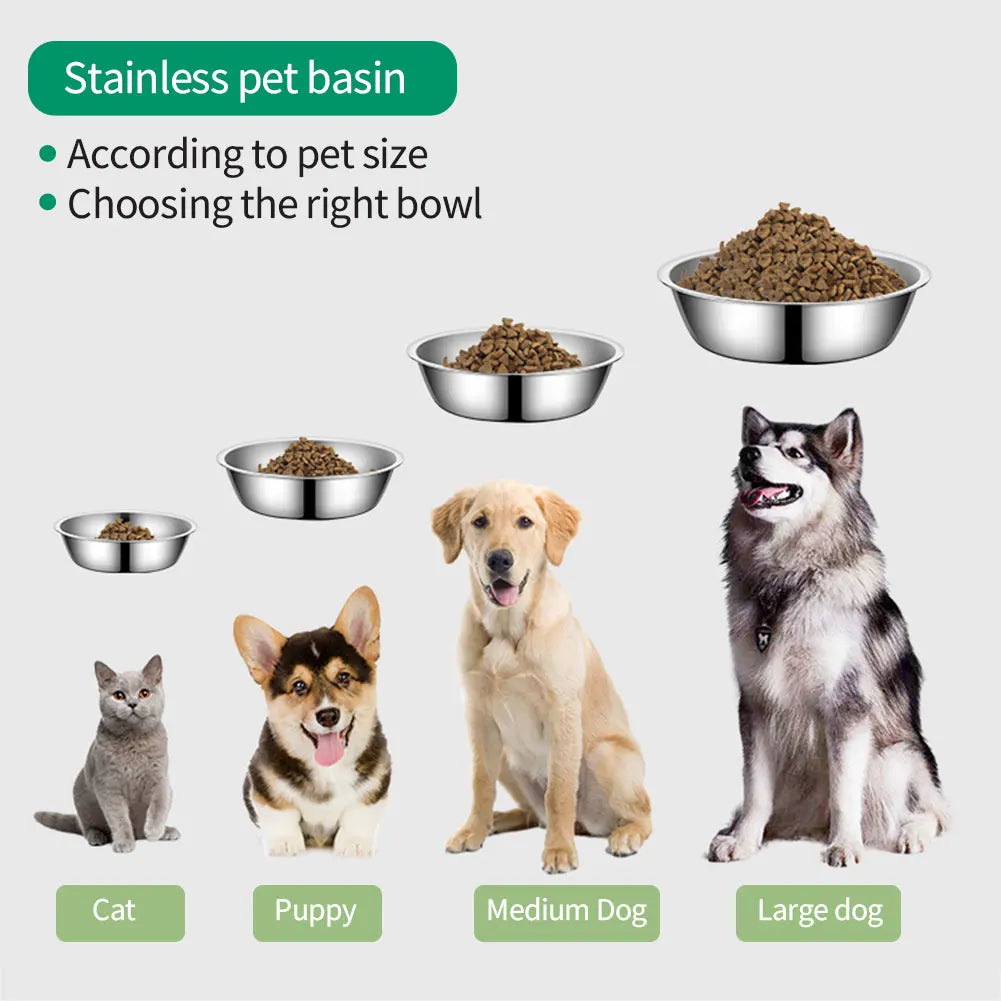 Large Capacity Stainless Steel Dog & Cat Bowl | Durable Metal Feeder for Food and Water