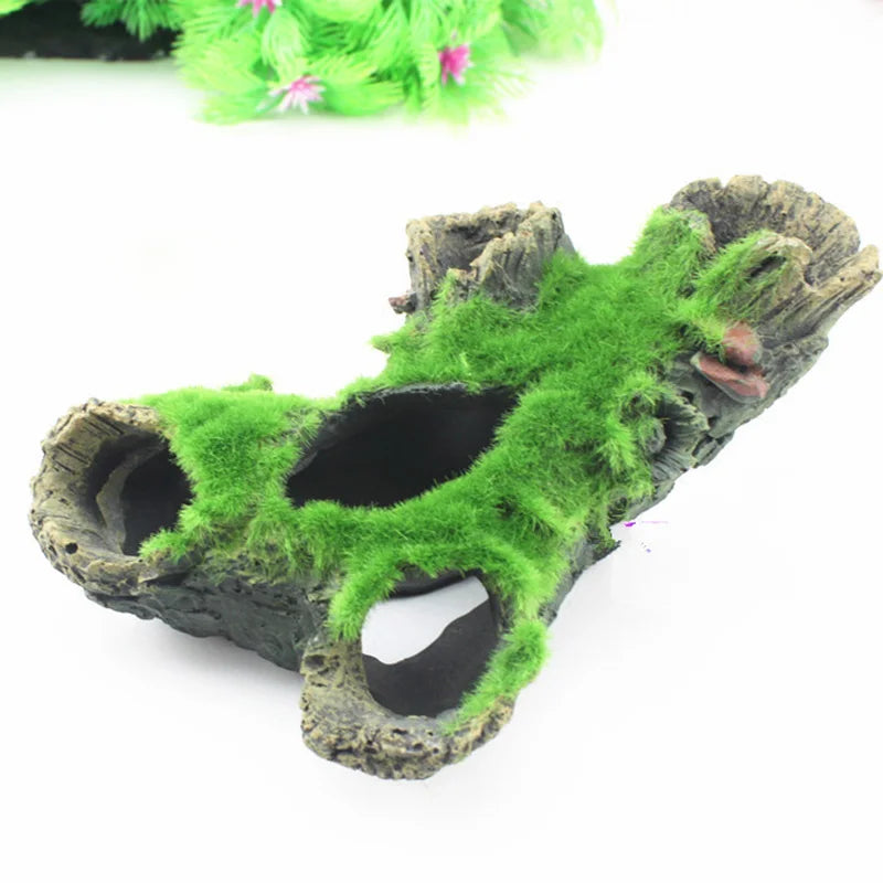 Aquarium Tree Trunk Decoration | Resin Hiding Cave for Shrimp & Fish Landscape