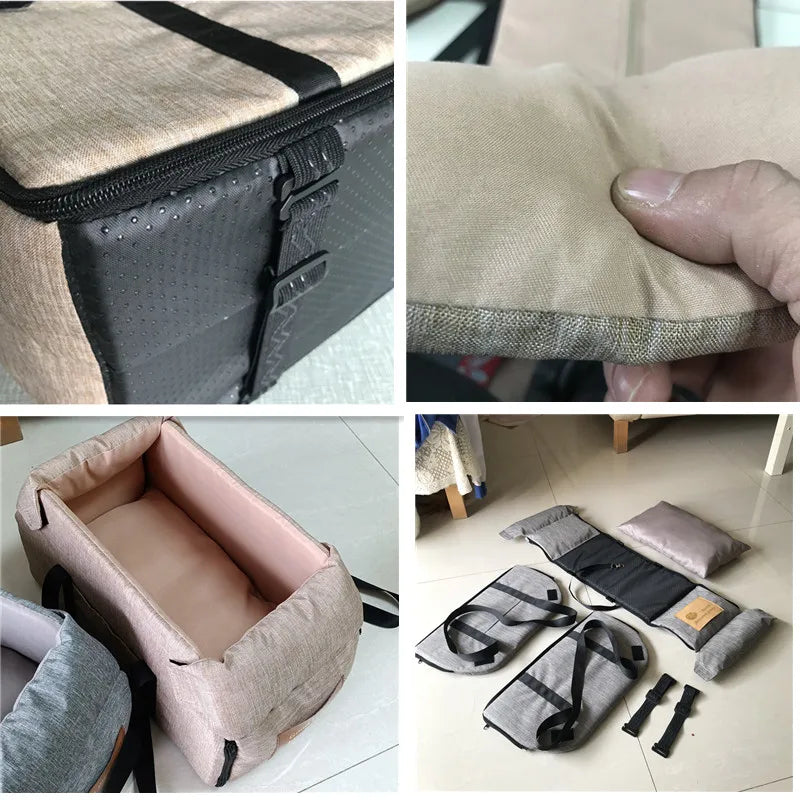 Portable Dog Car Seat Bed | Safe Travel Carrier for Small Dogs & Cats | Lightweight and Foldable