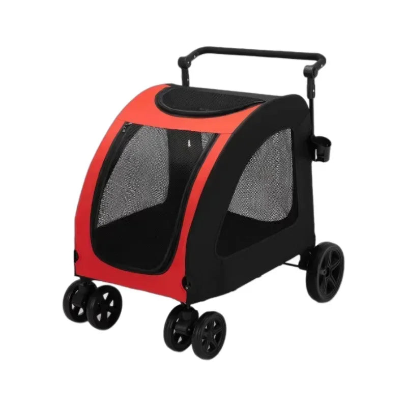 Foldable Large Dog Stroller | Breathable Mesh for Cats & Dogs Up to 50KG | Ideal for Walking & Transport