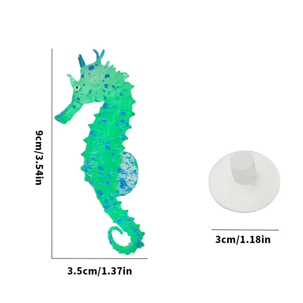 Artificial Glowing Fish Aquarium Decor | Fake Hippocampus Float Ornament & Silicone Sea Horse for Fish Tank Landscape