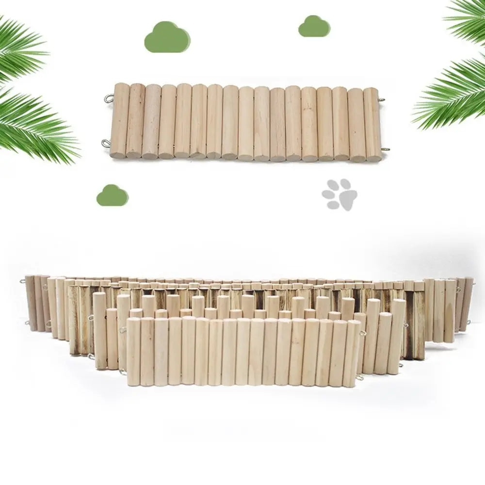 Bendable Hamster Climbing Ladder | Multifunctional Wooden Suspension Bridge for Easy Cage Decoration
