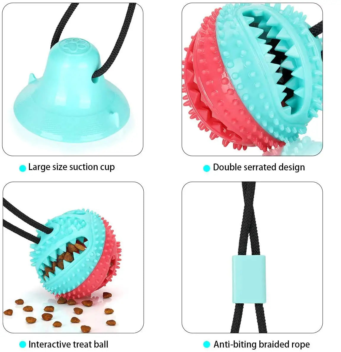 Interactive Tug of War Ball for Large Breed Dogs | Mentally Stimulating Teething Toy in Red and Turquoise