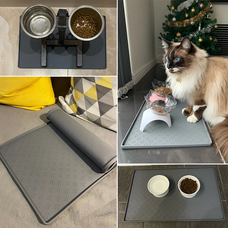 Waterproof Silicone Pet Feeding Mat | Dog & Cat Food Bowl Placemat | Non-Slip, Easy-Clean Pet Bowl Pad