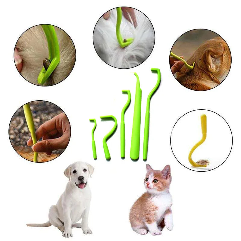 3 Sets Flea and Tick Remover Tools | Pet Hook and Tweezer Set for Dogs and Cats
